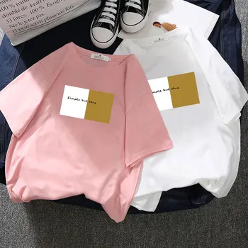 Roz Alb T-shirt Femei de Vară 2020 NOU coreean Tricou Maneca Scurta Pentru Femei Student Fete Haine Harajuku Tricou Femme