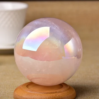 Naturale Cristal Pulbere De Cuart Roz Punctul Minge În Formă De Galvanizare Glob De Cristal Magic Reiki Cadou Decor De Piatră