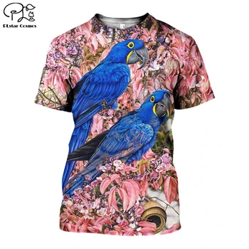 PLstar Cosmos Animal Papagal Flori Bird Retro NewFashion Amuzant Streetwear 3DPrint Unisex Vara tricouri Tricouri cu Mâneci Scurte N-5