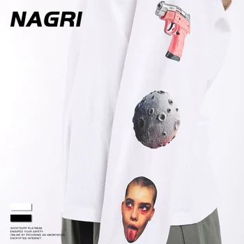 NAGRI Maneca Lunga T-shirt Streetwear Hip Hop Pulover Casual tricou Primavara Toamna Imprimare Tricouri