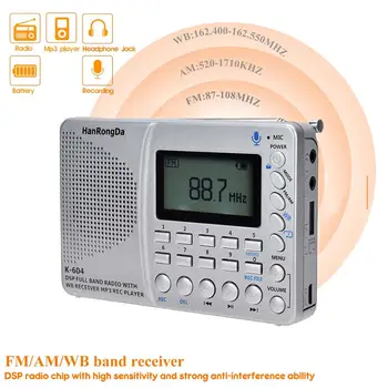 FM/AM/BM Radio Portabil Mini MP3 Player cu MICROFON Suport de Înregistrare Card TF, AUX Baterie Reîncărcabilă Receptor