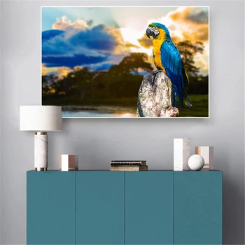 Albastru Broasca Țestoasă Marină Arta De Perete Panza Pictura Nordică Papagal Animal Imagine Poster De Imprimare Galerie Living Decor Acasă