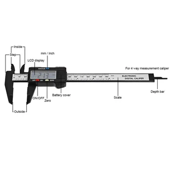 FGHGF 0-150mm 6 inch Display Digital Etriere Scară Instrumente de Măsurare de Adâncime Conducător Gauge Micrometru Vernier