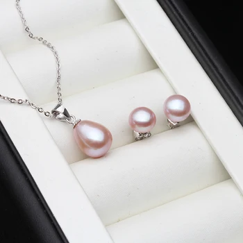 Nunta Naturale Set De Bijuterii Perla De Apă Dulce Colier De Perle Cercei Argint 925 Bijuterii Pentru Femei