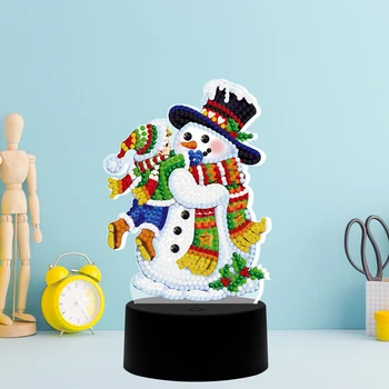DIY 7 Culori Led Pad Diamant Pictura Acrilic Pad Crăciun om de Zăpadă Diamant Mozaic Decor Acasă Stras Lumina de Noapte Lampa
