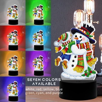 DIY 7 Culori Led Pad Diamant Pictura Acrilic Pad Crăciun om de Zăpadă Diamant Mozaic Decor Acasă Stras Lumina de Noapte Lampa