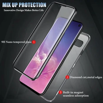Metal Magnetic Caz Pentru Samsung Galaxy Note 10 8 9 S20 S10 S9 S8 Plus S20 Ultra A8 A9 2018 A50 A70 A20-Side Dublu Capac De Sticlă