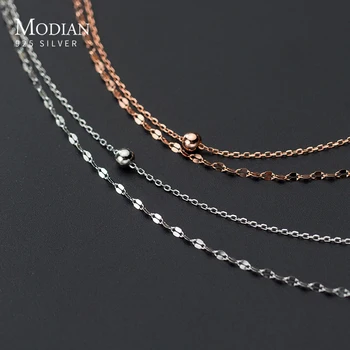Modian 2020 Nou Design Argint 925 cu Strat Dublu Coliere Colier pentru Femei Geometrică Colier Coreea Style Bijuterii Fine