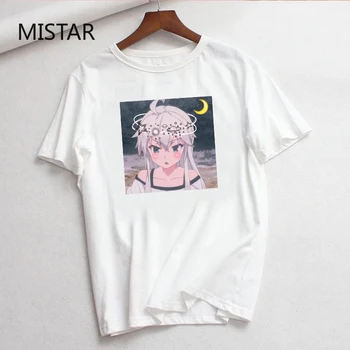 Fata anime japonez imprimate casual moda O-gat maneci scurte de desene animate drăguț tricou Harajuku alb topuri tricouri funny T-shirt femei
