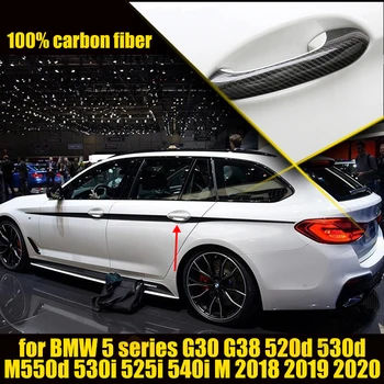 Real Uscat Fibra de Carbon Mașină de Mânerul Ușii Capacului Ornamental pentru BMW Seria 5 G30 G38 520d 530d M550d 525i 530i 540i M 2018 2019 2020