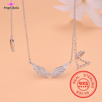 S925 Argint Sterling Accesorii Noi Aripi de Cristal Pandantiv Coliere pentru Femei Stil Simplu Cadou Zirconia Coliere Cadouri