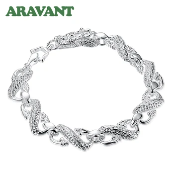 2020 New Sosire Argint 925 Dragon Alb Bratara Pentru Femei Barbati Petrecere Moda Bijuterii