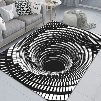 Geometrice 3D Stereo Iluzie Covor Iluzie Mat Spirală Dreptunghi Covor Living Dormitor Bucătărie, Masă de Cafea Podea Mat