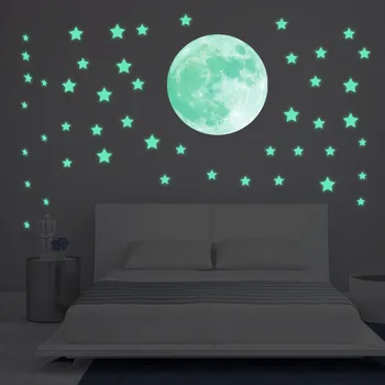 Fosforescent Luminos Stereo 3D Autocolant Perete Podea Poster pe Tavan Stele Luna Decor Acasă Decorare Dormitor Fosforescente Decal