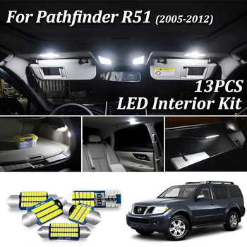 13Pcs Alb Canbus led-uri Auto lumini de interior Kit pentru perioada 2005-2012 Nissan Pathfinder R51 led interior Hartă înmatriculare Picioare ușoare