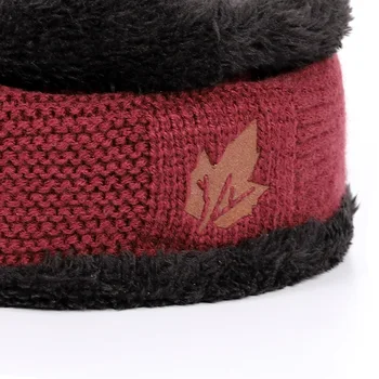 Noi de iarna barbati tricotate Eșarfă, Pălărie și Mănuși Seturi de catifea cald unisex tendință de moda de brand capace de frunze de arțar slouchy beanie chelioși
