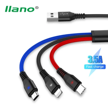 3 În 1 LED USB de Încărcare Cablu USB La Micro USB/Tip C/8pini Încărcător Cablu Pentru iPhone 12 11 Pro Multi Port USB Telefon Kable