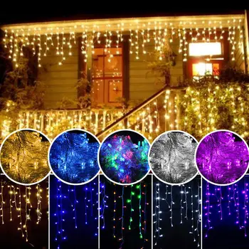 4buc de Crăciun Ghirlanda LED-uri Cortina Sloi de gheață Șir Lumina ofili de 0,4-0,6 M 5m 96Led Interioară a CONDUS Partidul Scenă în aer liber Decorative de Lumină