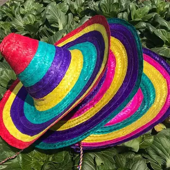 Mexican Hat Naturale Oameni De Paie Sombrero Mexican Hat Femei Pline De Culoare La Petrecerea De Ziua Palarii Sombrero Pălărie Pălărie De Paie Petrecere Costum