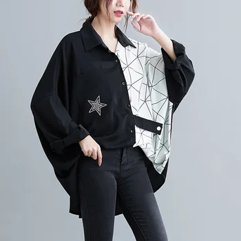 Maneca lunga plus dimensiune oversiz bumbac vintage stil coreean liber Casual de toamna tricou femei bluza 2021 haine femei topuri