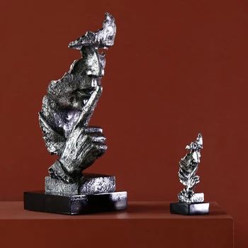 Nordic Tăcerea Este De Aur Statuia Rășină Sculptura Abstractă Figurina Decor Acasă De Artă Modernă Birou De Nunta De Decorare Cadouri