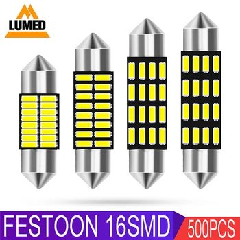 500x Festoon C5W cu LED-uri Auto de Lumină 31mm 36mm 39mm 41mm 16 LED-uri SMD 4014 Auto Sursă de Lectură Interior plafoniera 12V DC