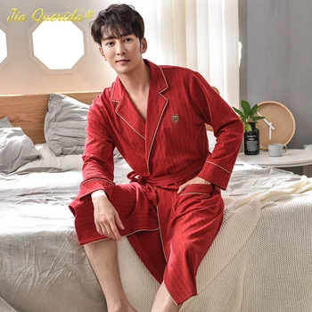 Plus Dimensiune Halat de baie Bărbat și Femeie Potrivire Chineză Roșu Halat de Noapte cu Dungi Insigna de Brand Cuplu Halat de Nunta Haina Plus Dimensiune Kimono
