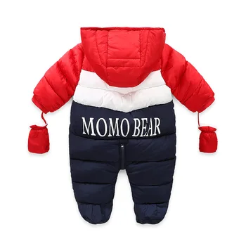 Copil nou-născut haine de iarnă alfabet de imprimare de culoare de potrivire cu Gluga baby boy Romper costum de schi jacheta copilul straturi 6-24 luni