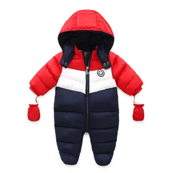 Copil nou-născut haine de iarnă alfabet de imprimare de culoare de potrivire cu Gluga baby boy Romper costum de schi jacheta copilul straturi 6-24 luni