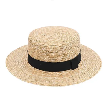 Femeie cu pălărie de soare 2017 vara noua moda de grâu Panama pălărie de soare pe plaja hat panglică arc nod naval stil pălărie de paie femeie capac 15