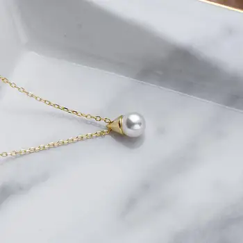 E Bijuterii Argint 925 Shell Pearl Placat cu Aur 14K Lant Lampă Pandantiv Colier pentru Femei Elegante, Delicate Bijuterii Petrecere