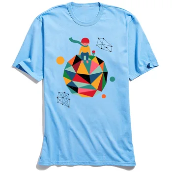 Lonely Planet T-shirt pentru Bărbați Iubitori de Zi Topuri & Tricouri Normale de Desene animate T Shirt O de Gât Bumbac Pur Geometrice Micul Prinț de Imprimare Tricou
