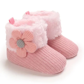 2020 Iarna Băiat Drăguț Copil Fată Floare de Bumbac Tricotat Cizme Pantofi Casual Prima Walker Non-alunecare Talpă Moale Pantof 0-18M