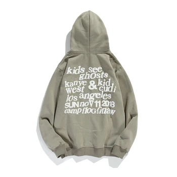 Kanye West Streetwear Supradimensionat Tricou Bărbați și Femei Scrisoare de Imprimare Fleece de Iarna Hanorace Lucruri ciudate Hip Hop Largi Hoody