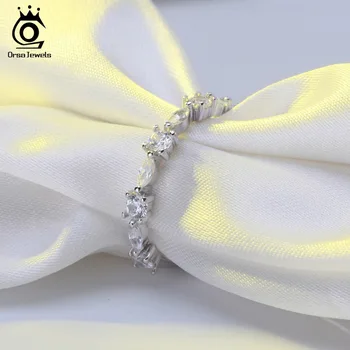 ORSA BIJUTERII Argint 925 Inel Floare & Infinity Inele pentru Femei de Nunta Inel de Logodna Fete Bijuterii Fine SR64