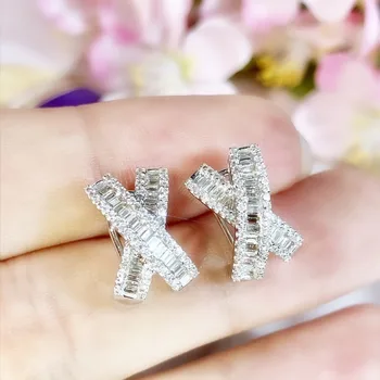 Coreea de mare X forma strălucitoare de cristal de sex feminin cercei de nunta logodna cadou de Ziua Îndrăgostiților populare bijuterii bijoux