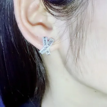 Coreea de mare X forma strălucitoare de cristal de sex feminin cercei de nunta logodna cadou de Ziua Îndrăgostiților populare bijuterii bijoux