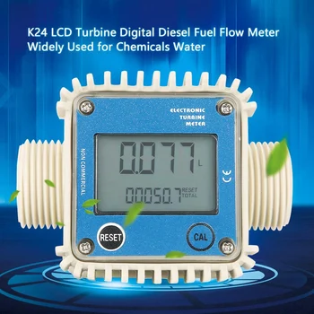 K24 LCD Turbină Digitală Combustibil Furtun de Apă debitmetru Utilizat pe scară Largă pentru produse Chimice Apa Albastru