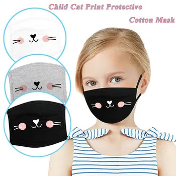 3PCS Copii de Protecție din Bumbac Masca Pisica Tipărite Ceata-dovada Respirabil Sudoare de Absorbție Elastice Clema Masca Masca de Ciclism