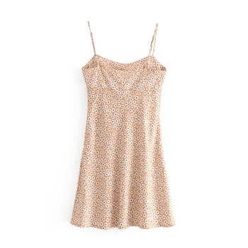 Elegant florale de imprimare mini rochie de curea spaghete reglabile-O linie de plajă de vară rochie chic feminin vestidos