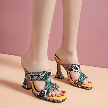 FEDONAS Platforme de Culori Amestecate Tocuri 2020 Femei Sandale Sexy Retro Snake Model Tocuri inalte Pompe Casa de Vară de Pantofi de Femeie