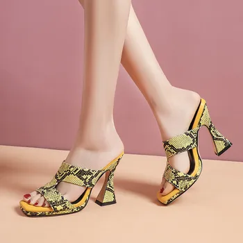FEDONAS Platforme de Culori Amestecate Tocuri 2020 Femei Sandale Sexy Retro Snake Model Tocuri inalte Pompe Casa de Vară de Pantofi de Femeie