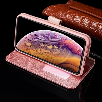 Lanțul de Diamant Caz Pentru iPhone 11 Pro Max XS XR 6 6S 8 7 Plus Flip Carte din Piele Sclipici Bling Cover Pentru iPhone SE 2020 8Plus Caz