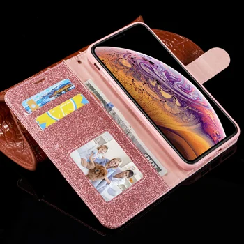 Lanțul de Diamant Caz Pentru iPhone 11 Pro Max XS XR 6 6S 8 7 Plus Flip Carte din Piele Sclipici Bling Cover Pentru iPhone SE 2020 8Plus Caz