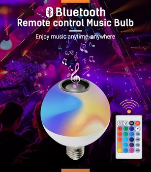 1 control de la distanță toate muzica bec Inteligent LED Bec Culoare schimbare de discotecă Muzică Bluetooth Difuzor Lampa+Telecomanda 100-240V 12W