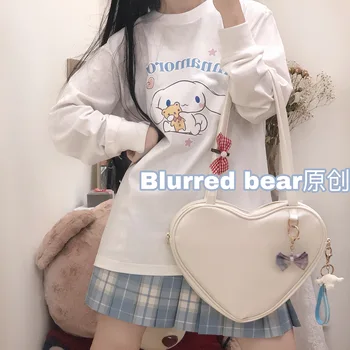 Primavara Toamna Anului Nou Japonez Femei Vrac Tricou Maneca Lunga Pulover De Cinnamoroll De Desene Animate De Imprimare Secțiune Subțire Kawaii Sălbatice Student