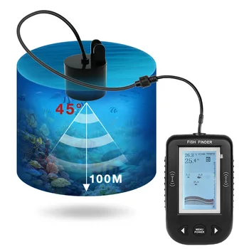 Erchang XF02C Portabil Sonar Fish Finder LCD echolot Fishfinder 9m Cablu 100m Adâncime echo sounder sondeur peche Pentru Pescuit