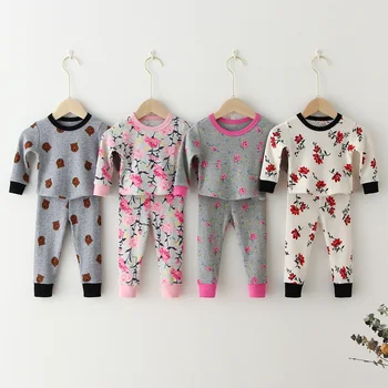 Moda copii pentru Copii Seturi de Pijamale de Bumbac Băiat Sleepwear Costum de Primăvară Fata Pijama cu Maneca Lunga, Pijamale Topuri+Pant 2 buc Copilul de Îmbrăcăminte