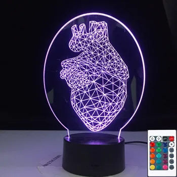 3D-4956 Iluzia 3D Lumina de Noapte Inima Triunghi Veioza pentru Dormitor Copii Decor de Lumină Dropshipping Masă Led 3D Lampa Cadou