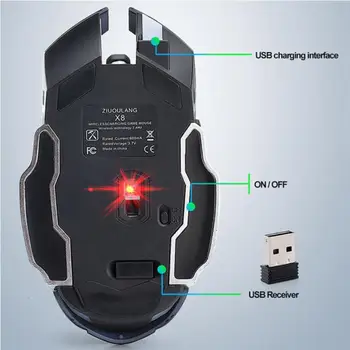 Fierbinte Reîncărcabilă X8 Wireless Tăcut Iluminat din spate cu LED USB Optic Ergonomic Mouse de Gaming PC Mouse de Calculator Pentru Imac Macbook Pro/laptop